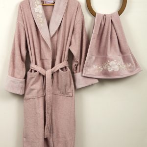 купить Женский халат с полотенцем Begonville Bouqet Pink М