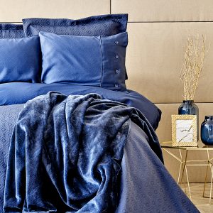 купить Постельное белье с покрывалом + плед Karaca Home Infinity lacivert 2020-1 Синий фото