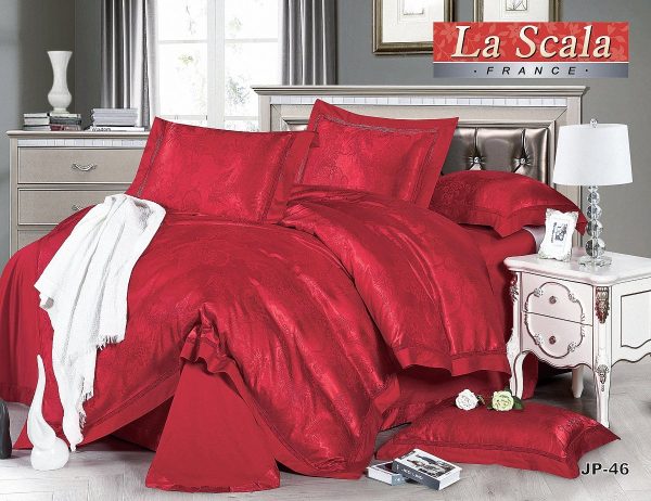 купить Постельное белье La Scala шелковый жаккард JP-46 Красный фото