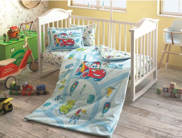 купить Детское постельное белье в кроватку TAC Disney Cars Traffic Голубой фото